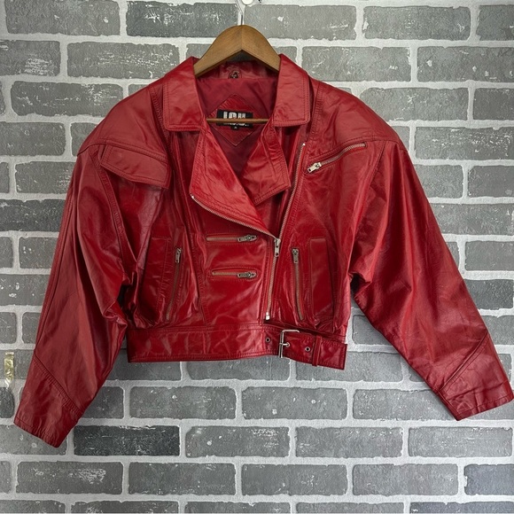 IOU Jackets & Blazers - Vintage 80’s genuine leather IOU red biker jacket size medium